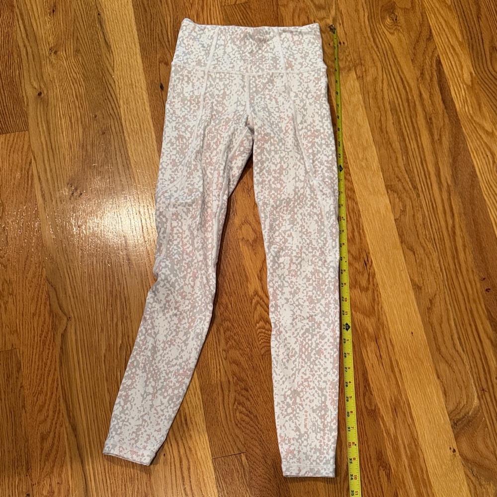 Athleta Cream and Pink Patterned Leggings
